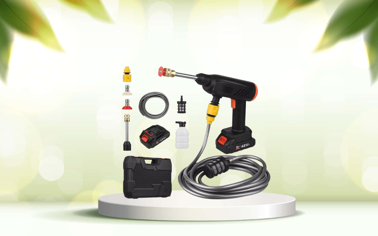 Scopri la pistola idropulitrice portatile: pulito potente ovunque senza rubinetto